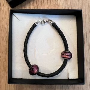 Murano Glass Bead Bracelet, Purple, NWOT